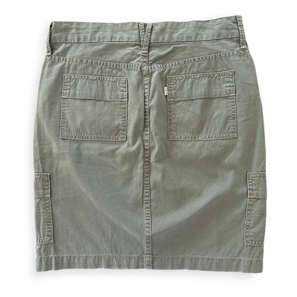 Vintage Y2K Levi's Straight Green Cargo Pocket Short Skirt Grunge Tab Twills 8aZ - Picture 2 of 6